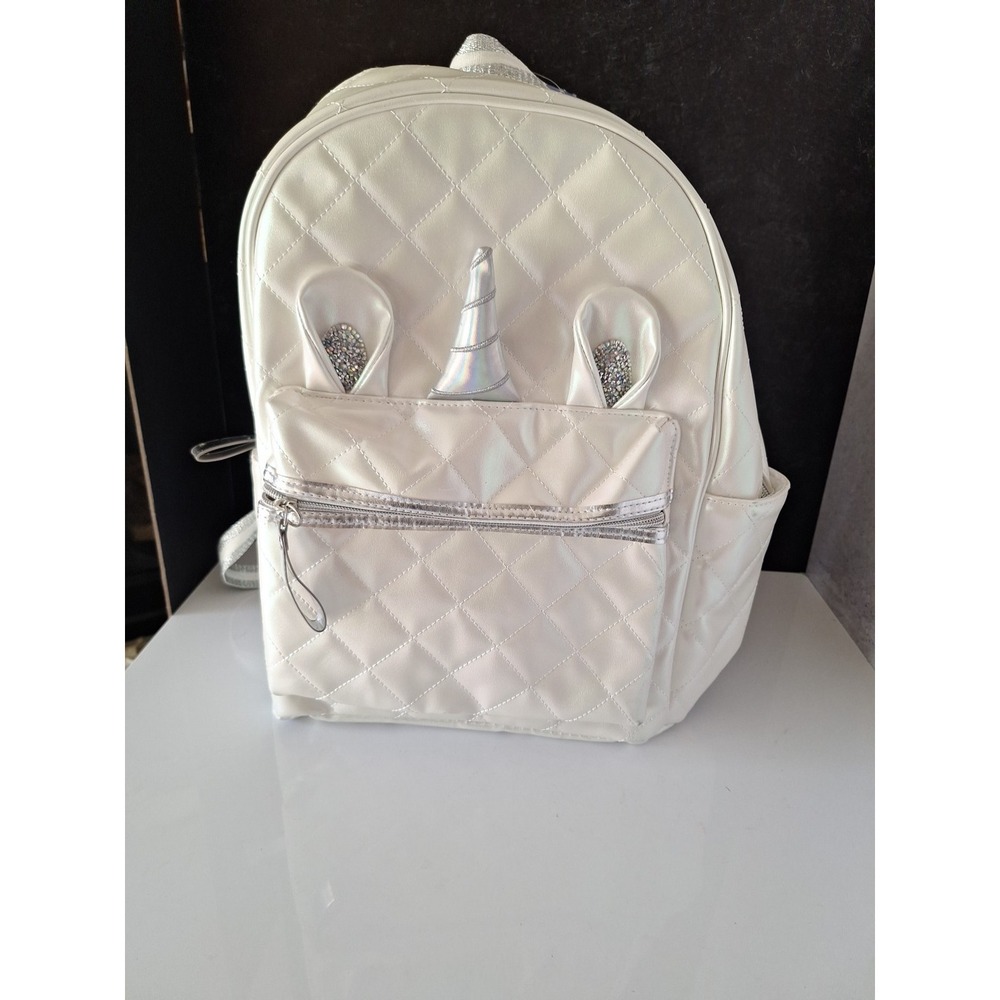 Claire's White & Silver Unicorn Backpack 15" New